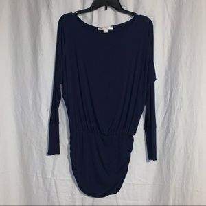 Long Sleeve Navy Blouse